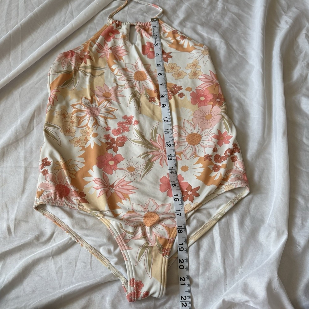 Billabong Floral Halter One Piece Swimsuit Small Retro Boho Swim - Picture 6 of 7